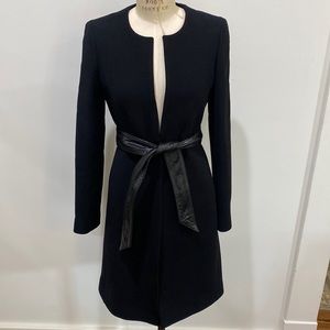 J.Crew black wool blend minimalist tie waist jacket size 2